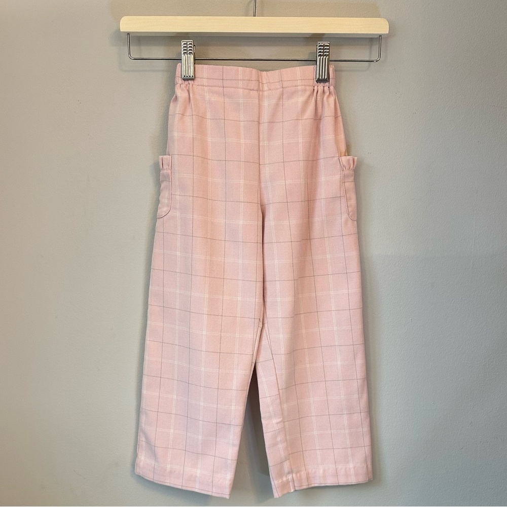 Bella Bliss Girl’s Light Pink Plaid Ruffled Cargo Pocket Pants Size 5